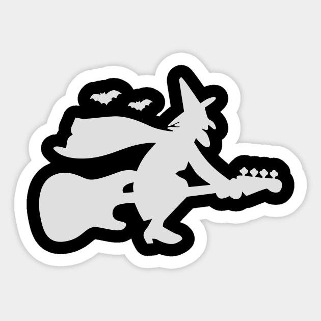 Witch Riding Bass Guitar Funny Halloween Sticker by EduardjoxgJoxgkozlov